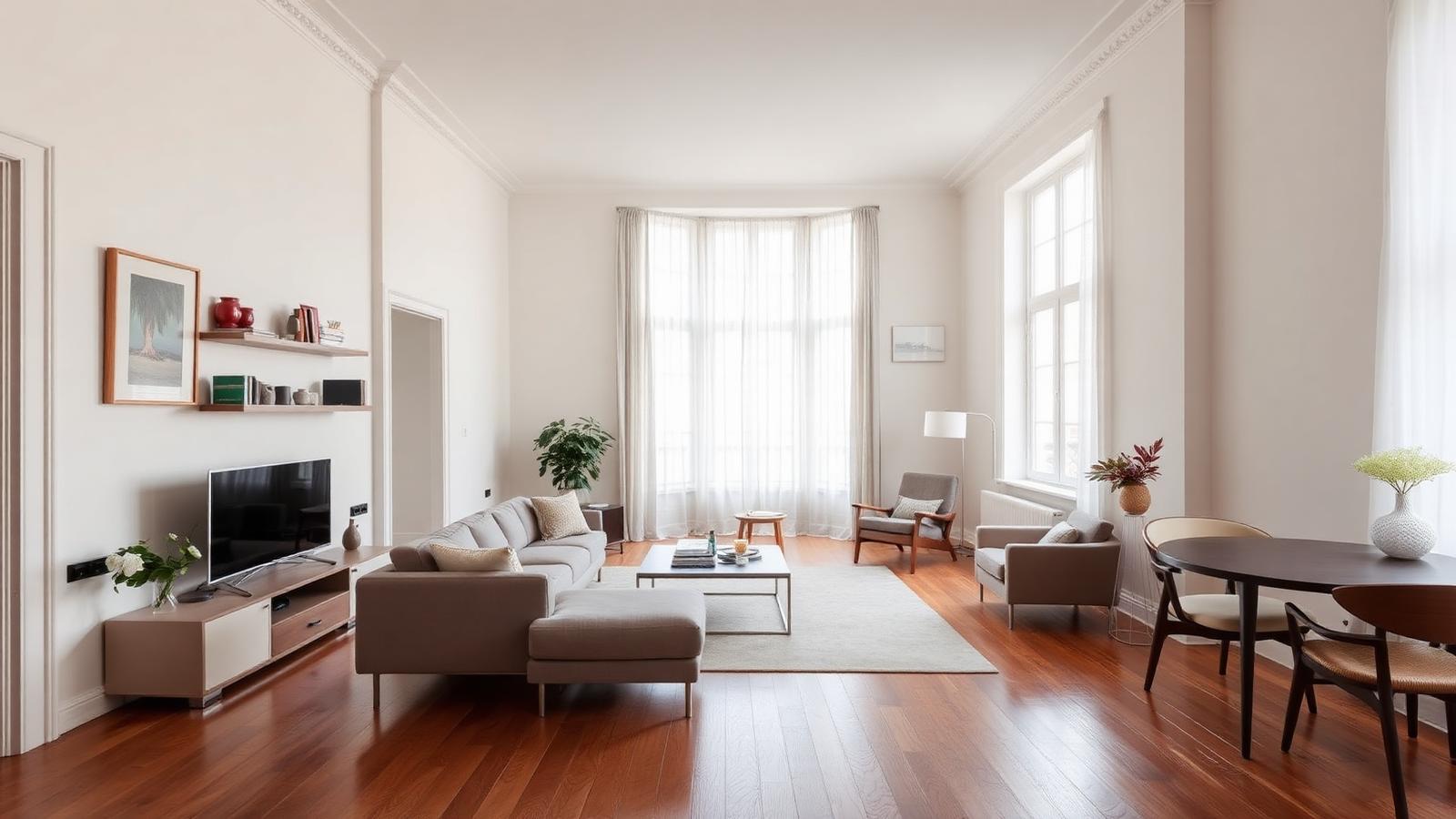 Yenilenmiş Kadıköy dairesinin ferah salonu
