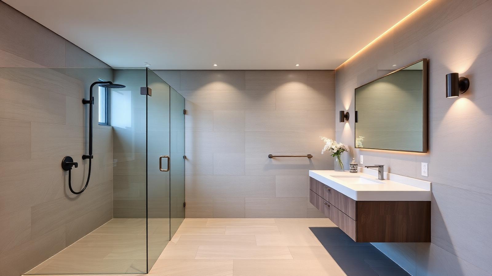 Üsküdar'da yenilenmiş modern banyo, gizli sifonlu duş